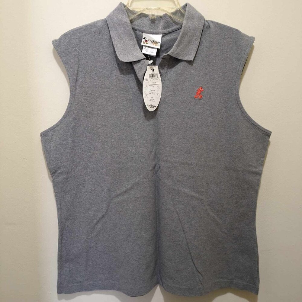 Disney sleeveless polo shirt - gray with Mickey embroidery - NWT - XL